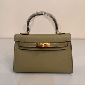 19cm Epsom Leather mini handbag with shoulder strap, Gold hardware